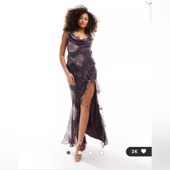 ASOS Dresses & Skirts - cowl neck bias maxi dress with frills and mixed fabric